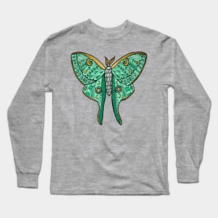 Luna Moth Green and Gold Long Sleeve T-Shirt